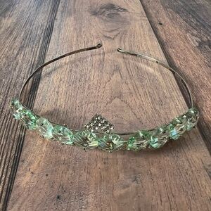 Small Elegant Silver and Green Tiara
